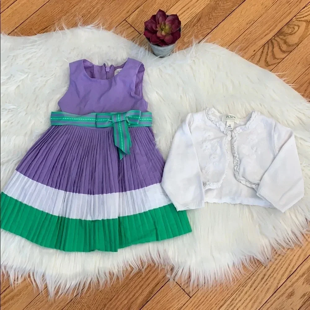 Children’s Place little girl Easter dress with sweater, 12 months
